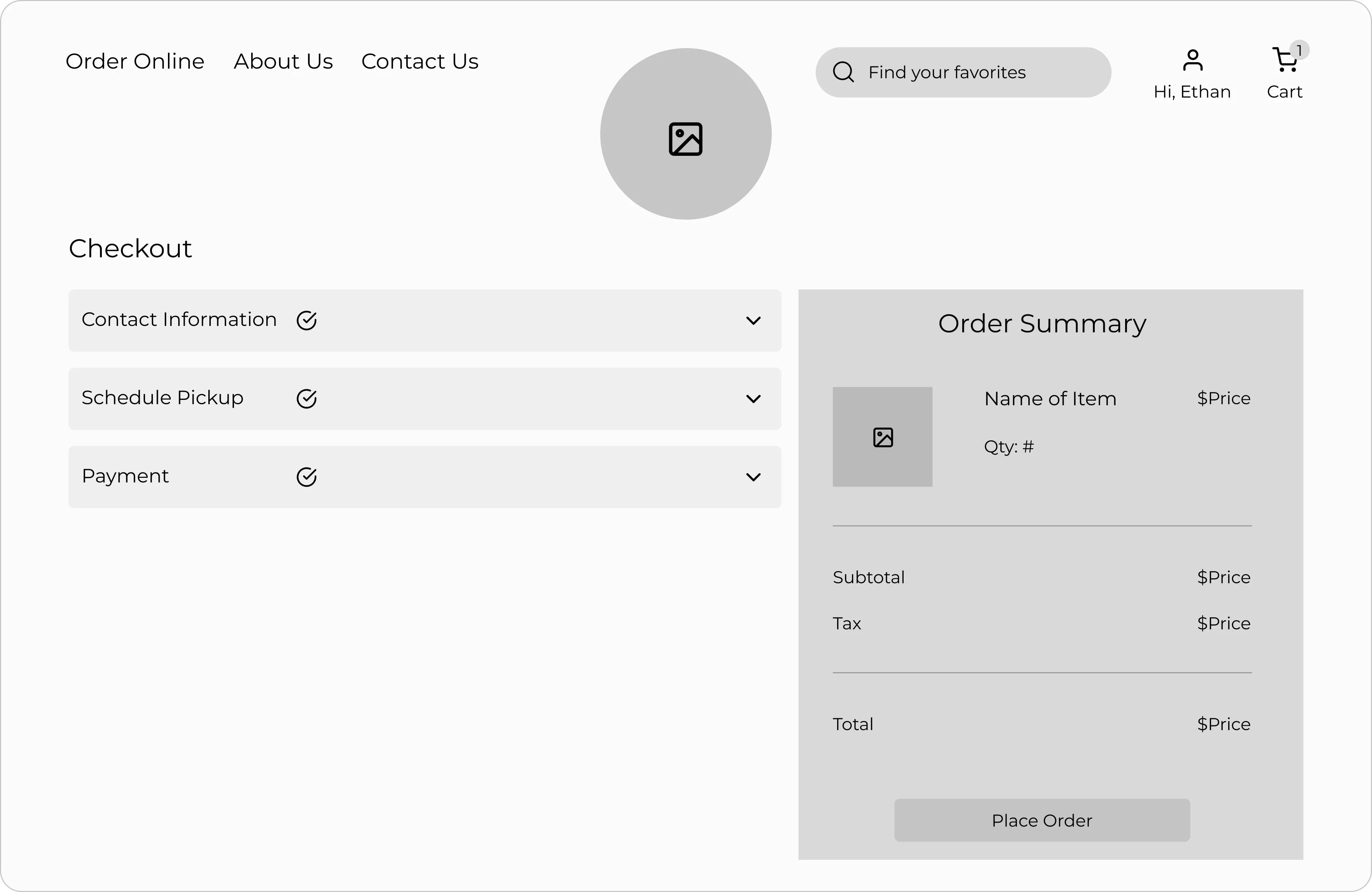 Before, checkout details inside a dropdown