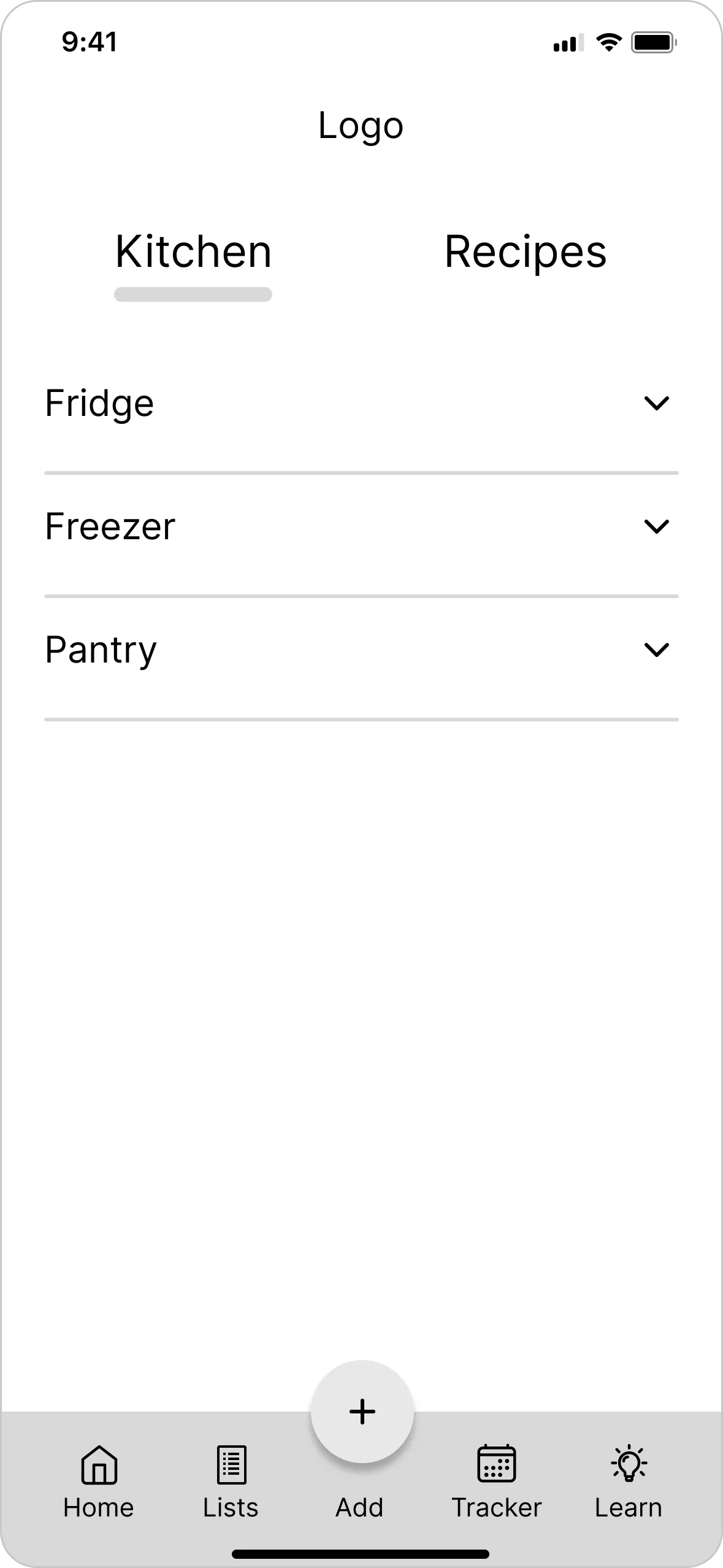 Before, recipes in a homepage tab